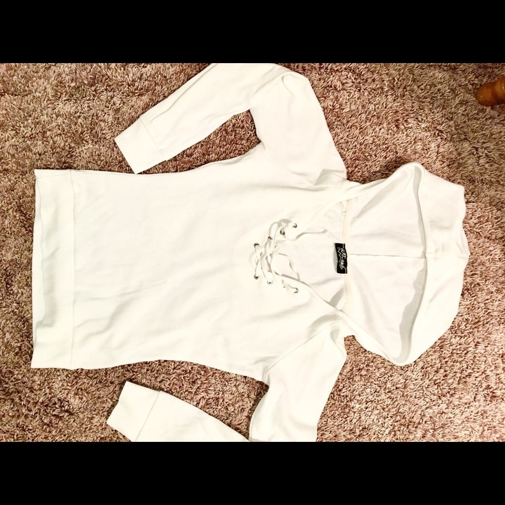 White Lace-up hoodie